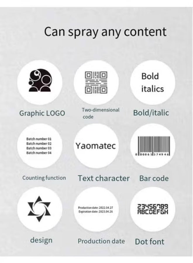 Smart Handheld Inkjet Printer for Date and Batch Coding,Handheld Inkjet Printer for Any Surface for QRCode Barcode Production Date Time Logo Batch Number Print On Glass Bag Carton Box Wood Cloth Plastic Cable - Image 5